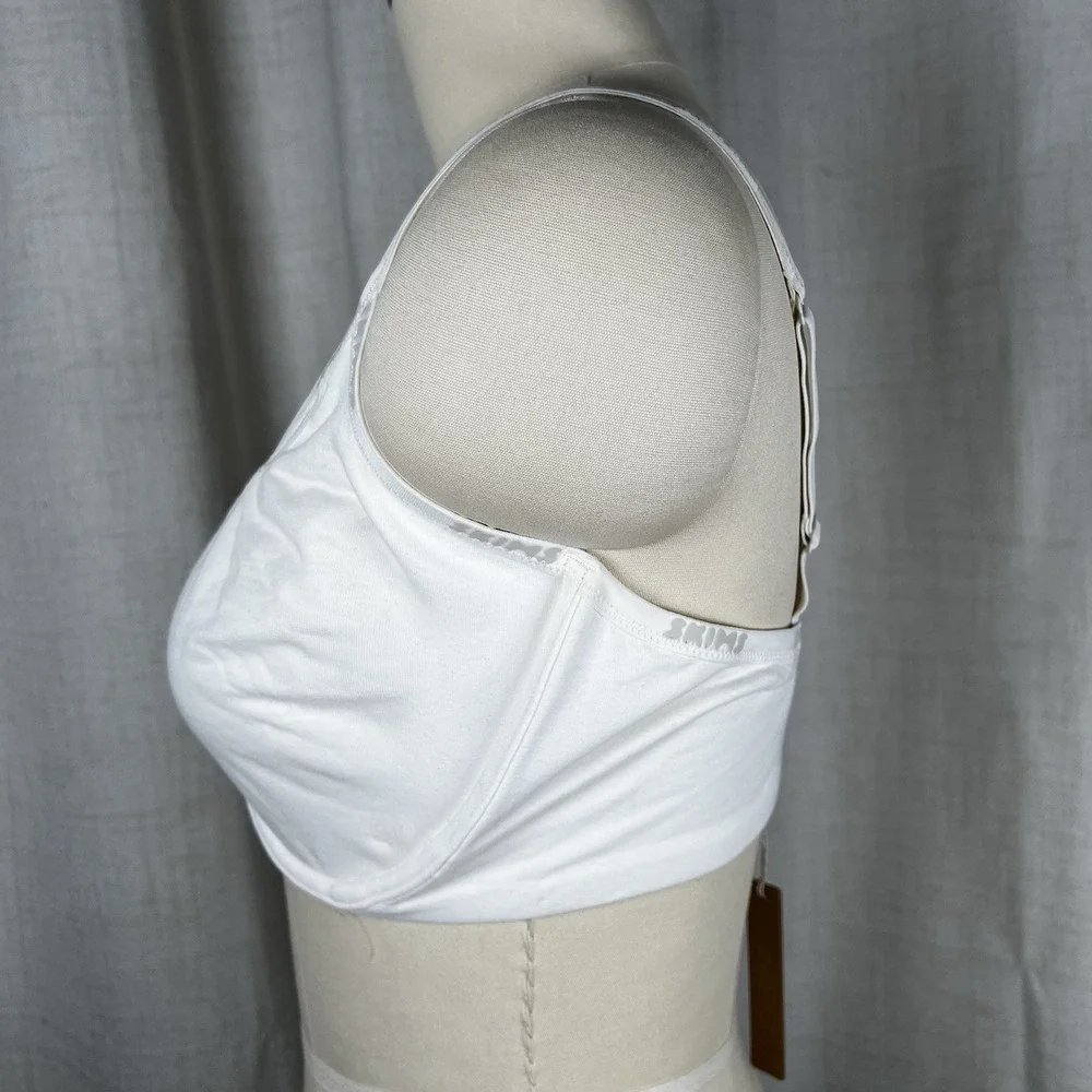 NEW! Skims Cotton Logo Underwire‎ Demi Bra Marble White 38DDDD Adjustable